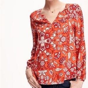 Old Navy Red Floral Blouse